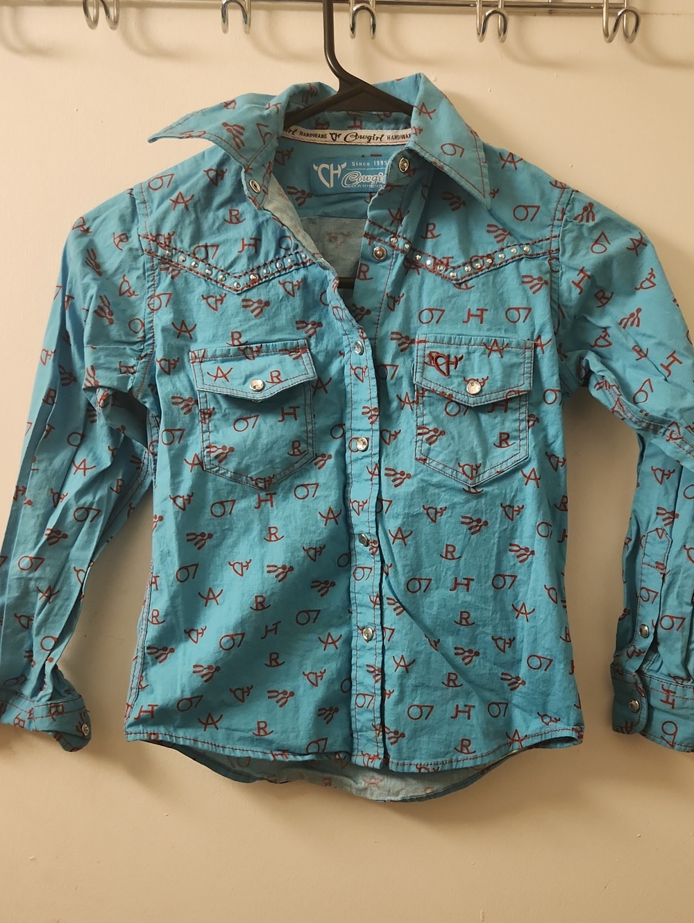 CH by Wrangler Turquoise Western Snap Shirt S6